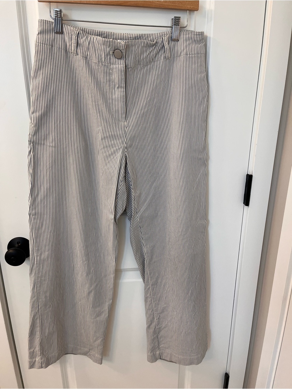 Nicole Miller blue and White Pinstripe Wide-Leg Trousers